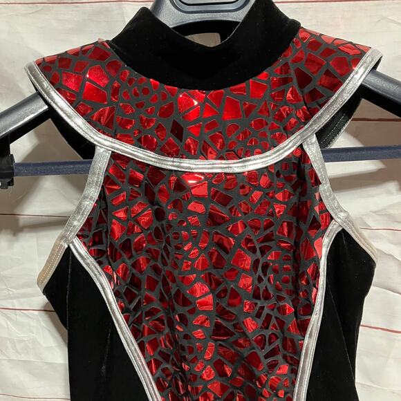 “Aftermath” Red shattered sequin spandex Dance/Performer Costume Adult Small - Picture 2 of 7